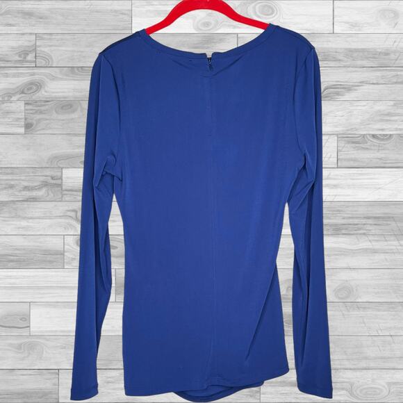 Michael Kors Long Sleeve Jersey Top With Gold Plate Side, navy size medium - Picture 5 of 7